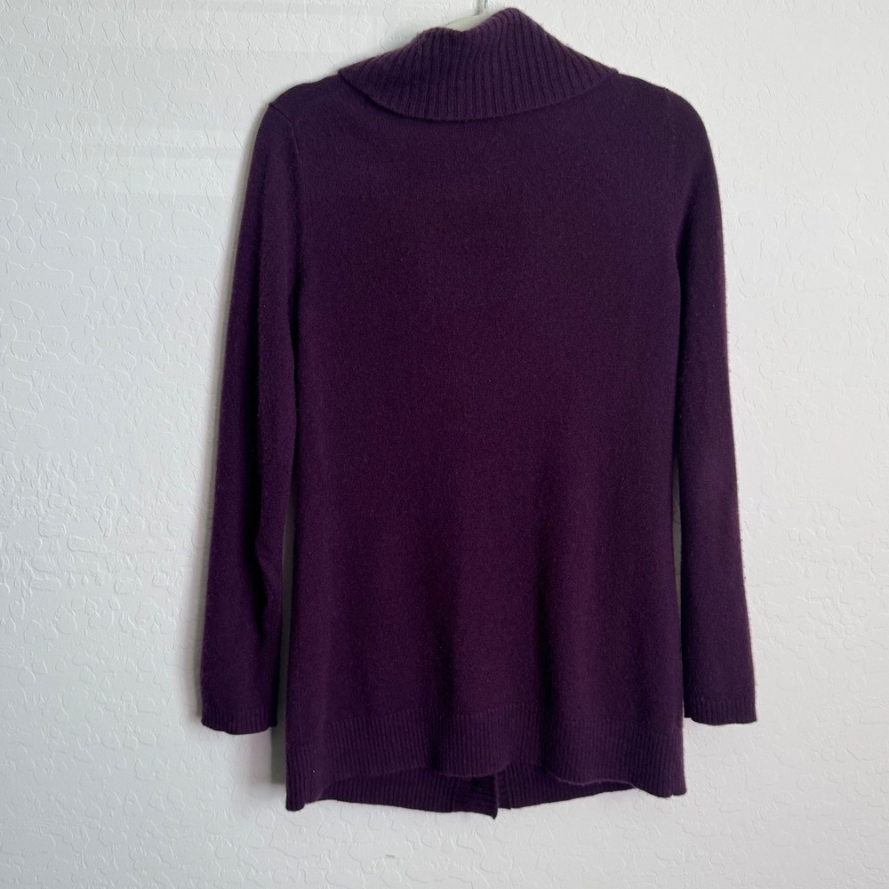 Ann Taylor Cashmere Cardigan Plum Purple Shawl Collar Button Front Sweater M - Picture 9 of 10